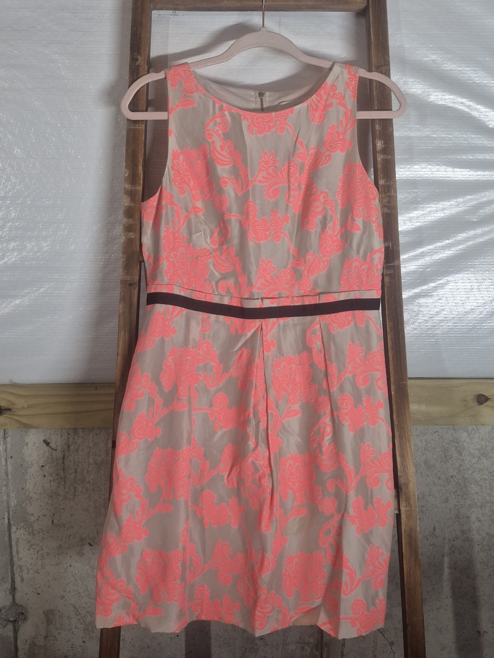 Neon Coral Floral Fit & Flare Dress